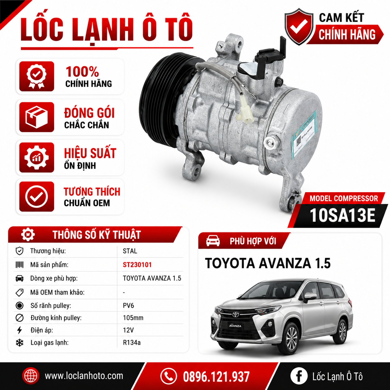 st230101_aa808089ce11489cb3eae8d19ba2069e.png Lốc Điều Hòa Toyota Avanza 1.5 STAL ST230101 (10SA13E, PV6, 12V) - Ảnh 1